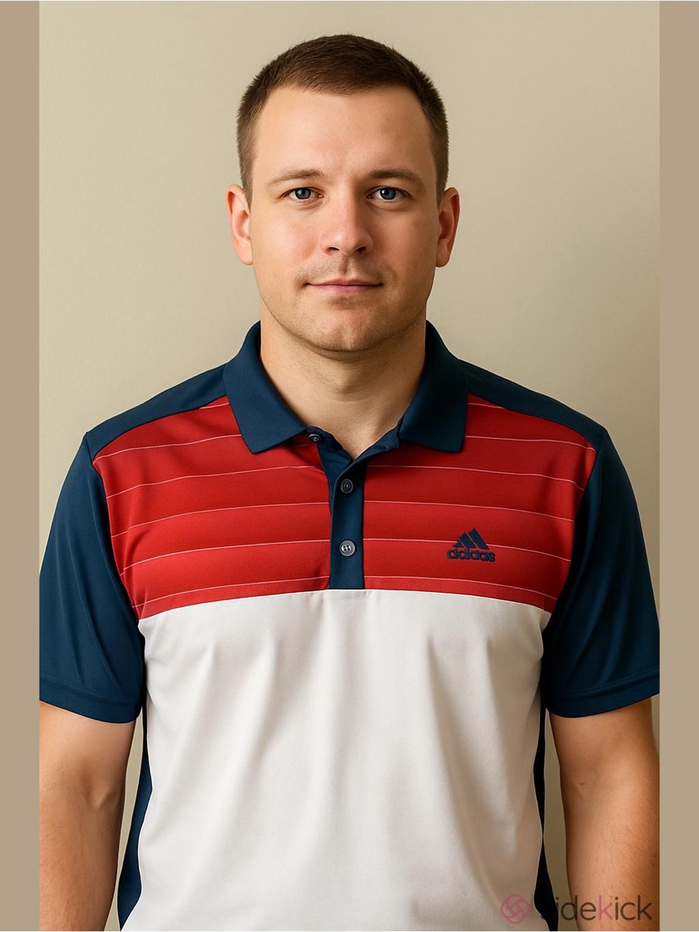 Adidas Polo Short Sleeve Shirt Red Blue  Color-block Performance Golf T, Size M.